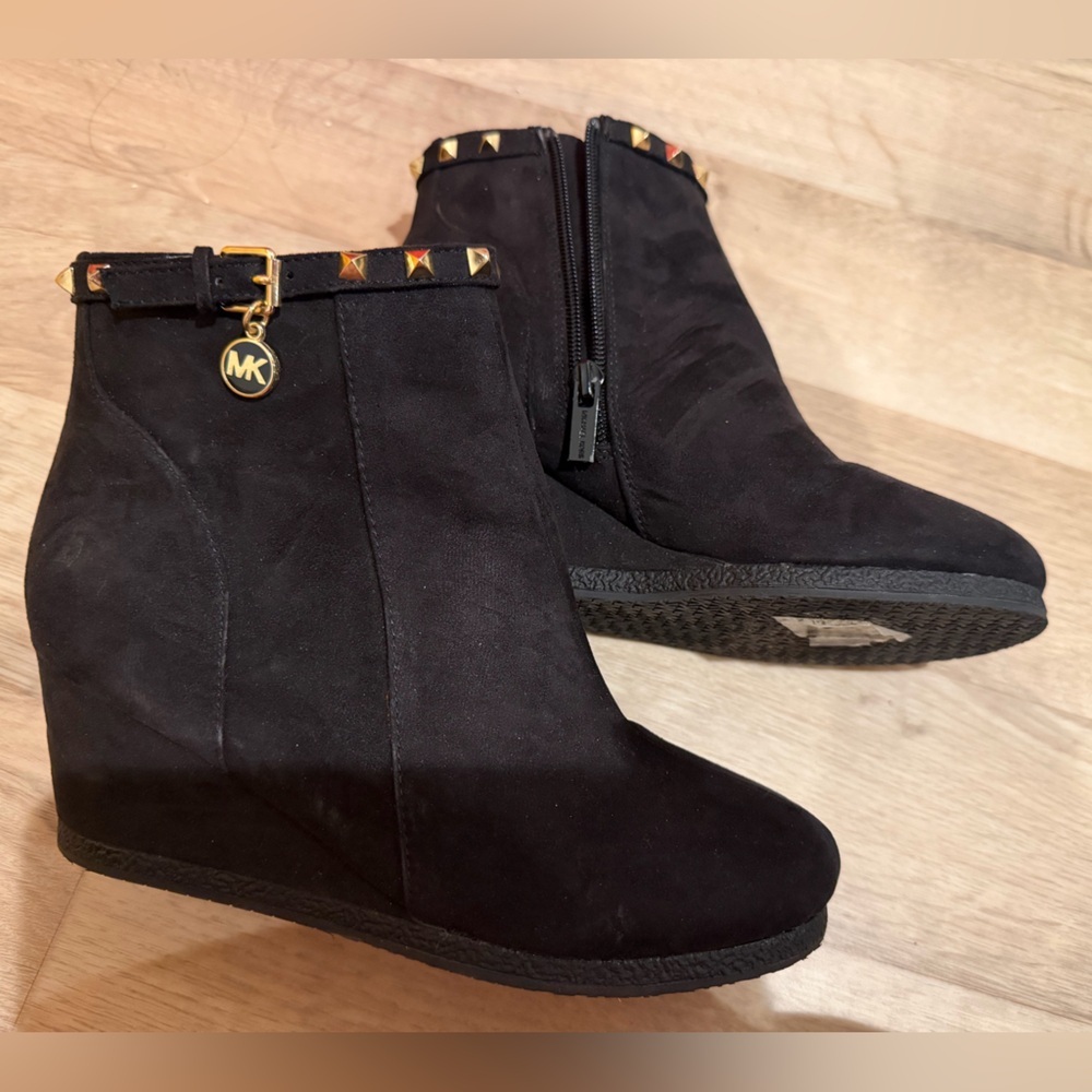 Michael Kors Black Cara Stud Suede Booties
